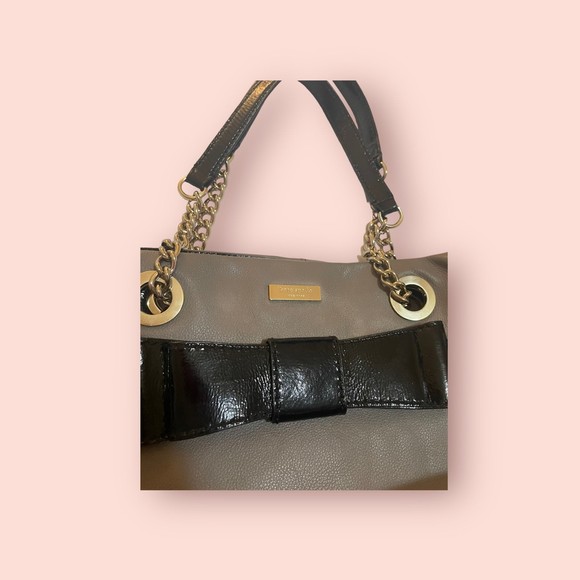 Kate Spade Bohochic‎  Elena Gray Black W/ Bowtie Bag Vintage Purse - Picture 2 of 7